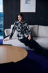Peruzzi Centre Zip Print Top with Cowl Neck W25118